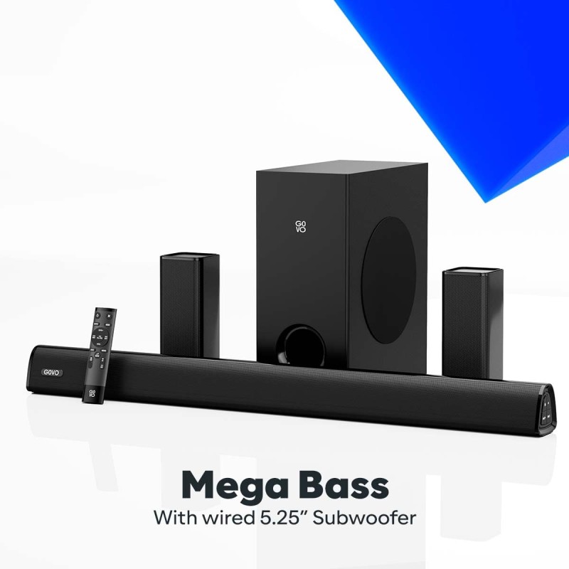 GOVO GOSURROUND 945 | 120W Sound bar, 5.1 Channel Home Theatre with Mega subwoofer, Dual Rear Satellites (Platinum Black)