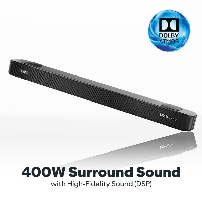 GOVO GOSURROUND 975 | 4.1 (2.1.2) Channel, 400W Soundbar with True Dolby Atmos®, 6.5" subwoofer (Platinum Black)