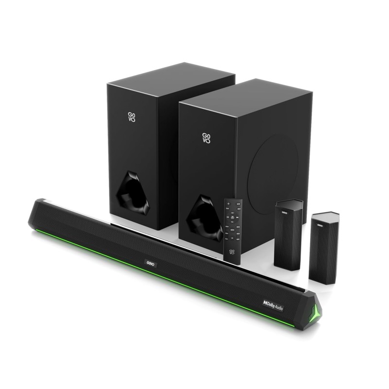 GOVO GOSURROUND 999 | 660W,True Dolby Audio, Dual 6.5" Subwoofers with Dual Satellites,5.2 Surround Soundbar (Platinum Black)