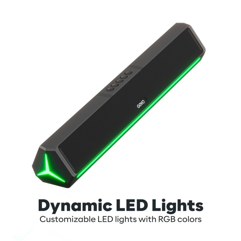 GOVO GoSurround 300 | 25W Bluetooth Sound bar, 2000 mAh Battery, 2.0 Channel with 52mm Drivers, Multicolor (Platinum Black)