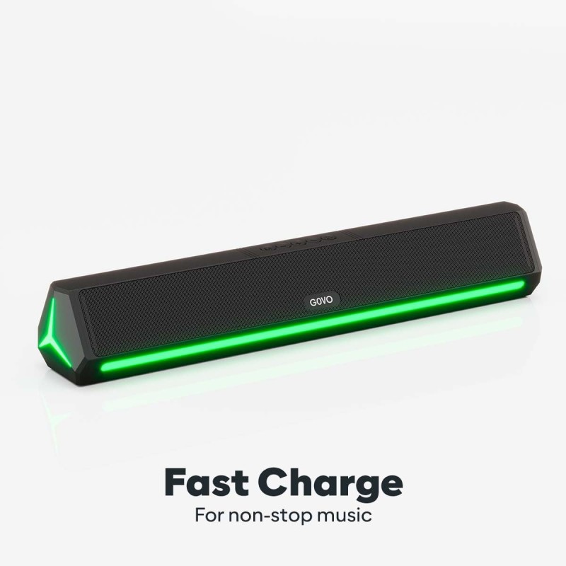 GOVO GoSurround 300 | 25W Bluetooth Sound bar, 2000 mAh Battery, 2.0 Channel with 52mm Drivers, Multicolor (Platinum Black)