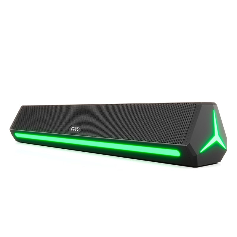 GOVO GoSurround 300 | 25W Bluetooth Sound bar, 2000 mAh Battery, 2.0 Channel with 52mm Drivers, Multicolor (Platinum Black)