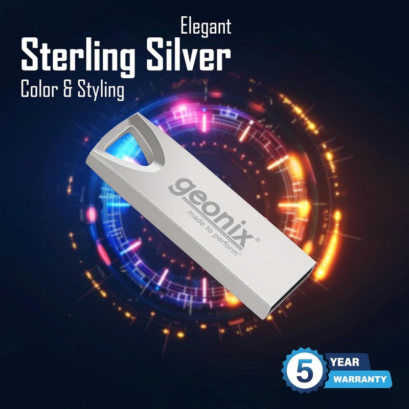 Geonix Pendrive I Silver I USB 2.0 I Keyring Design I Lightweight I Variant 8GB