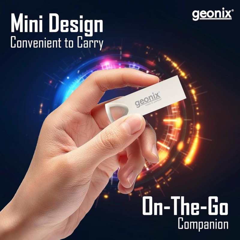 Geonix Pendrive I Silver I USB 2.0 I Keyring Design I Lightweight I Variant 8GB