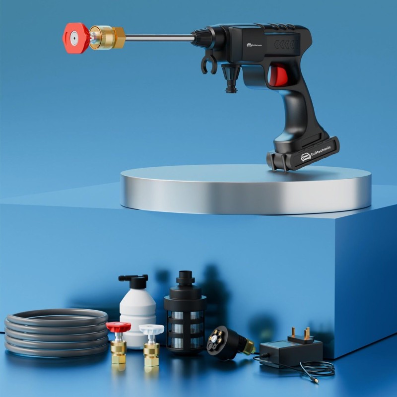 GoMechanic Cordless Pressure Washer | High Pressure Car Washer Pump for Cleaning & Bike Washing | Rechargeable