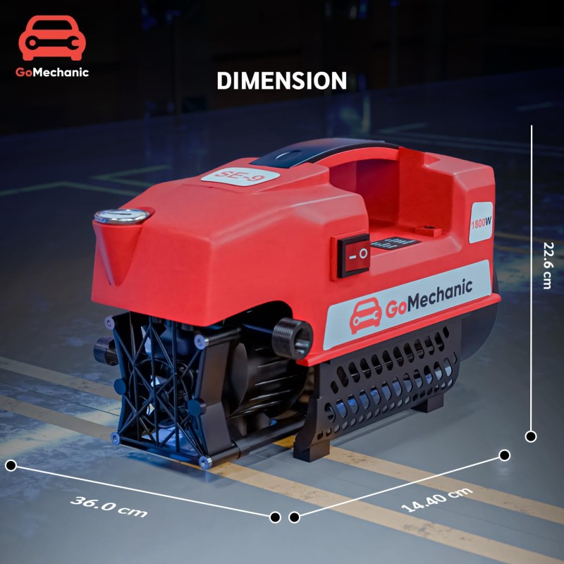 GoMechanic High Pressure Washer | Portable Car Washer Machine | 1800 Watts Motor, 120 Bars & 6.5L/Min Flow Rate Red