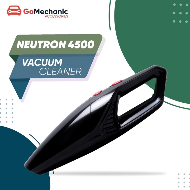 GoMechanic Neutron 4500 Handheld Super Suction Wet/Dry 4.5KPa Power Car Vacuum Cleaner with Anti-Bacterial Cleaning (Black)
