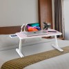 GoRogue Laptop Table for Bed & Sofa, Foldable Desk with Cup Holder, Drawer & Built-in USB Hub with Free Mini Fan, LED Lamp