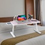 GoRogue Laptop Table for Bed & Sofa, Foldable Desk with Cup Holder, Drawer & Built-in USB Hub with Free Mini Fan, LED Lamp