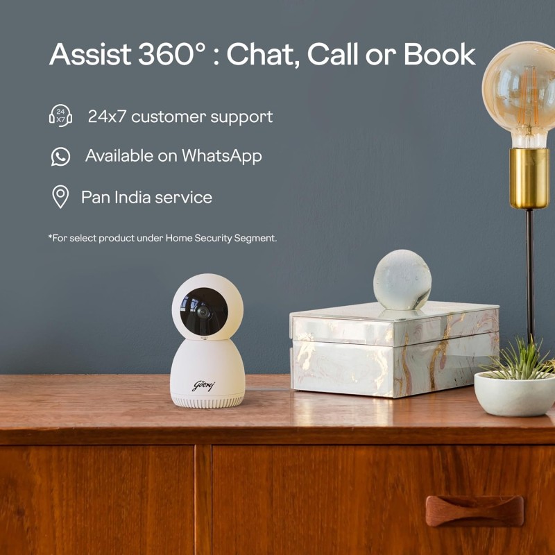 Godrej Security Solutions Eve Pro 5 Pantilt Smart WiFi Security Camera for Home with 350 Deg,Alarm System