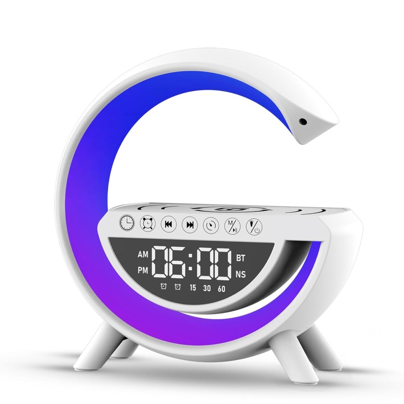 Groove G RGB Mood Lights, Wireless Charging, Alarm, 5-in-1 Multi-Compatible Speaker - Just White