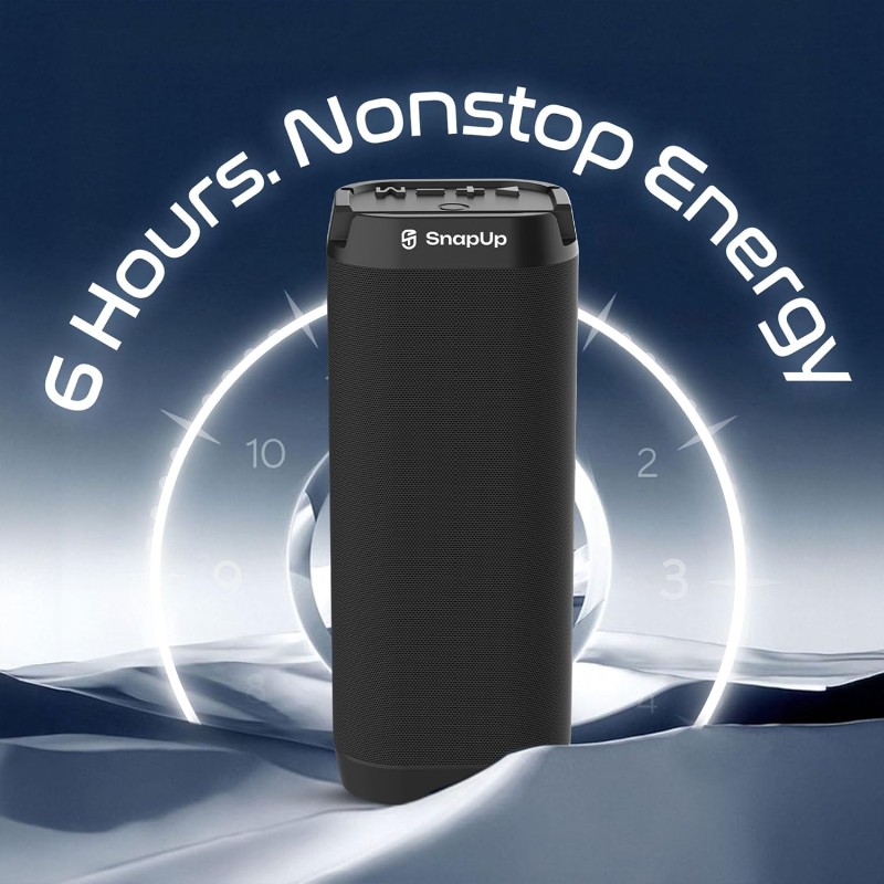 Groove Max Portable Speaker with Upto 6Hr Non-Stop Beats, Multi-Compatibility, TWS Feature - Jet Black