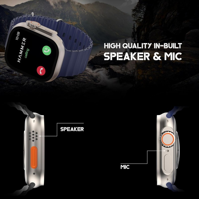 HAMMER Active 2.0 1.95" Display Bluetooth Calling Smart Watch with Metal Body (Blue)
