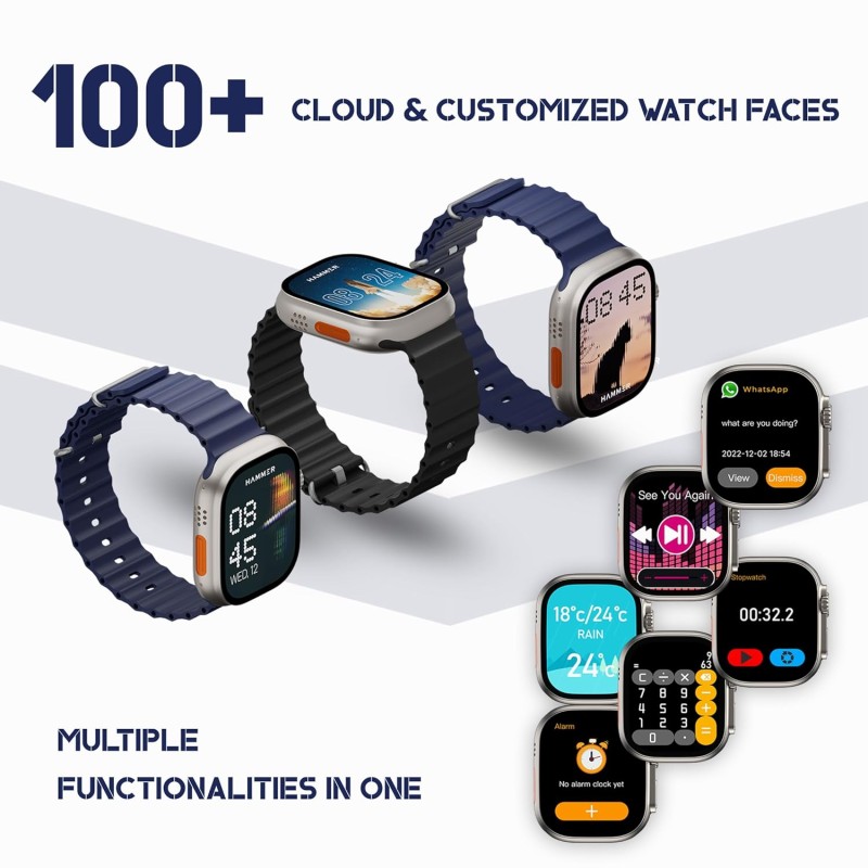 HAMMER Active 2.0 1.95" Display Bluetooth Calling Smart Watch with Metal Body (Blue)