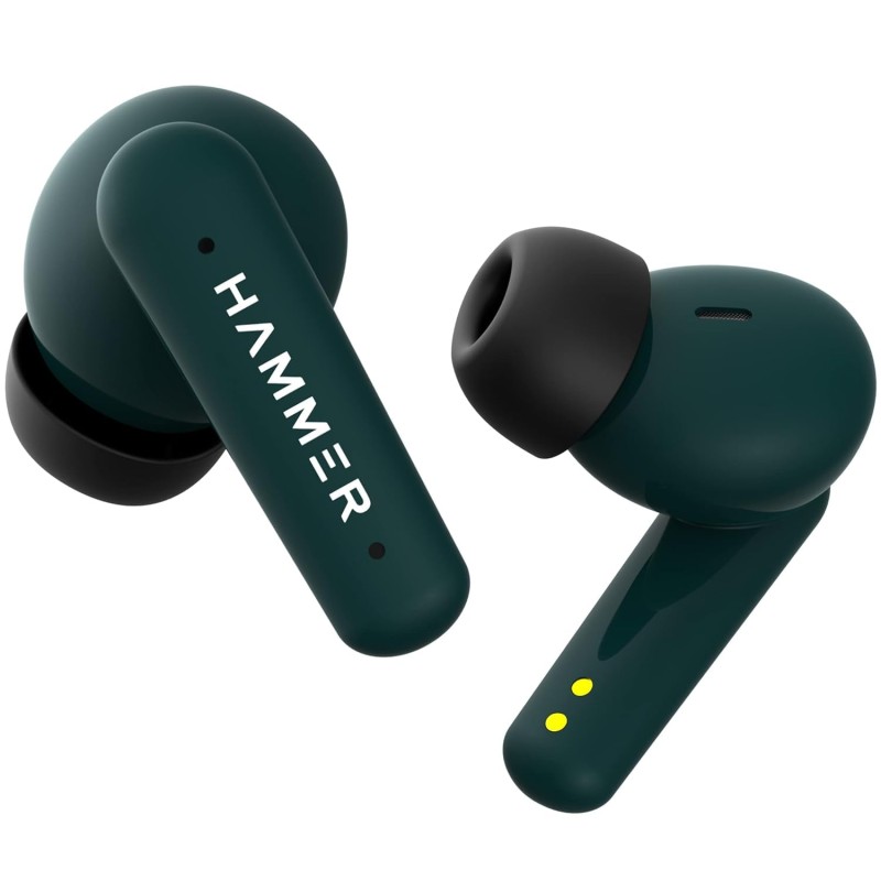 HAMMER Airflow Plus TWS Earbuds with Bluetooth 5.1, Smart Touch Control, Type-C Charging, IPX4 Rated (Emerald Green)