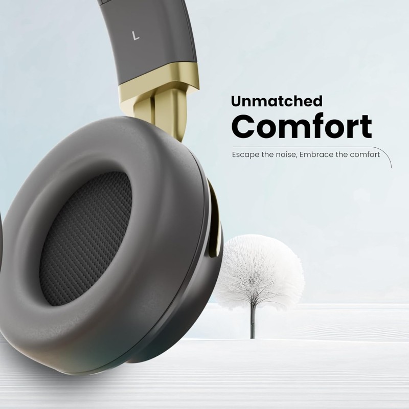 HAMMER Bash 2.0 Over The Ear Wireless Bluetooth Headphones with Mic, Deep Bass, Foldable Headphones (Grey)