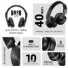 HAMMER New Launch Bash Lite Bluetooth Over The Ear Headphones with Wireless and Wired Mode, Mic, Deep Bass, 40mm Drivers (Black)