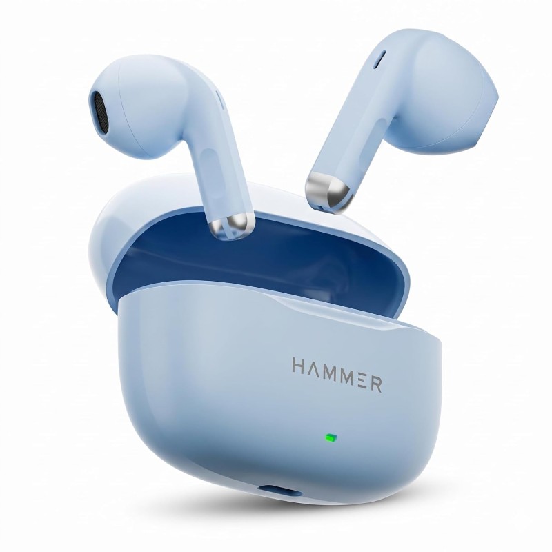HAMMER New Ultra pods 2026 TWS Wireless Bluetooth Earbuds with Inbuilt Mic, 100H Standby Time, 50H Playtime (Blue)