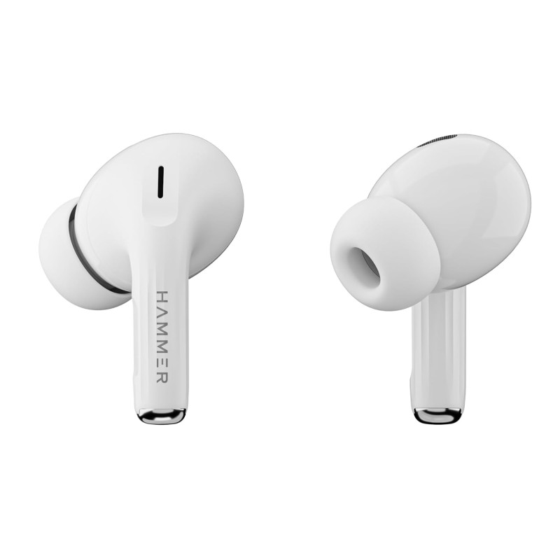 HAMMER Screen TWS Earbuds Wireless with 13mm Drivers, ANC Ear Buds 32dB, up to 50H Playtime (White)