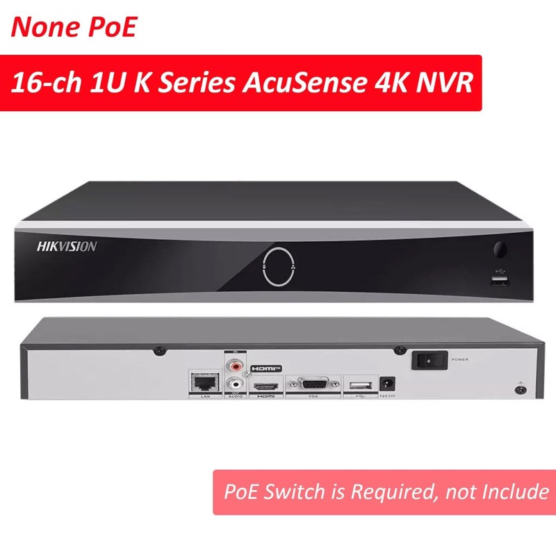 HIKVISION 16 Channel 8MP 4K NVR [DS-7616NXI-K1] for IP Network CCTV Cameras Black