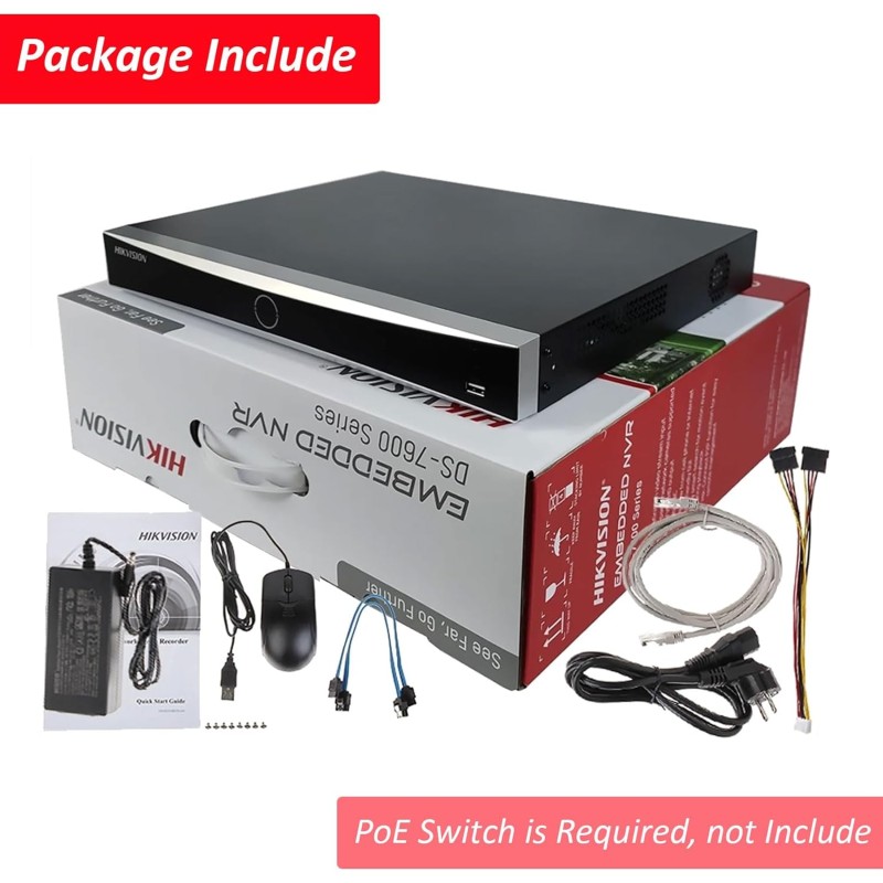 HIKVISION 16 Channel 8MP 4K NVR [DS-7616NXI-K1] for IP Network CCTV Cameras Black