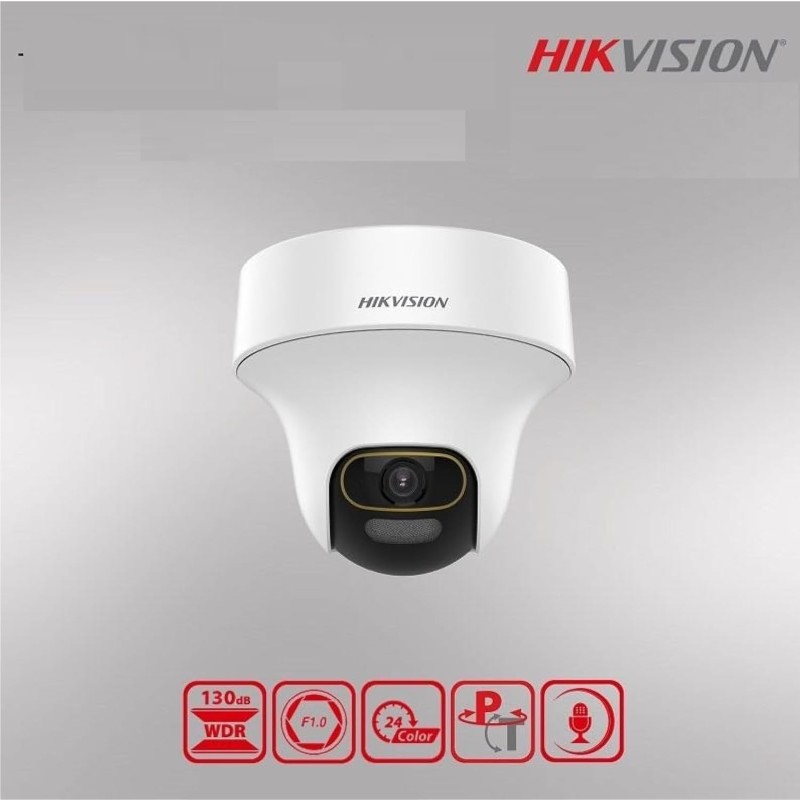 HIKVISION 2MP ColorVu Audio PT 360° Built-in Mic IR White Light with Solid Light Alarm Motion Detection 2MP HD Indoor CCTV Camera, White
