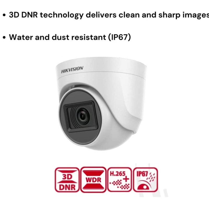HIKVISION 2Mp Indoor Wired Color Camera for Dvr Ds-2Ce5Ad0T-Itp Eco Bnc/Dc, White