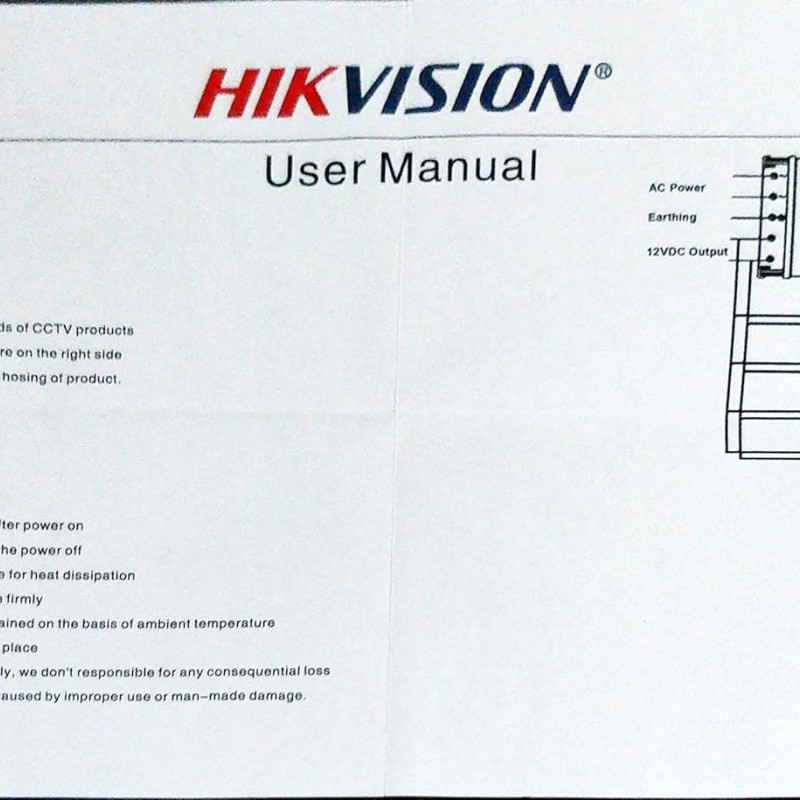 HIKVISION 8 Channel 12V 10A Switch Power Supply CCTV/SMPS DS-2FA120A-DW-IN + USEWELL DC Connector