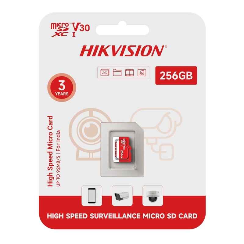 HIKVISION Extreme 256GB microSDXC Class 10, V30, 92MB/s Read, 55MB/s Write Speed Memory Card