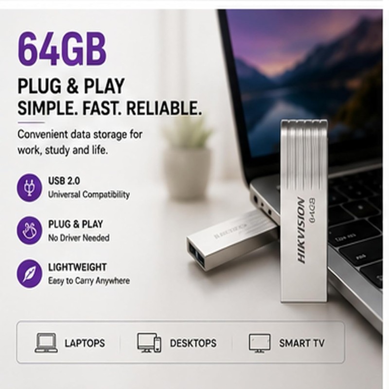 HIKVISION M225 64GB USB 2.0 Metal Pen Drive | Compact & Durable Flash Drive for Laptop and PC
