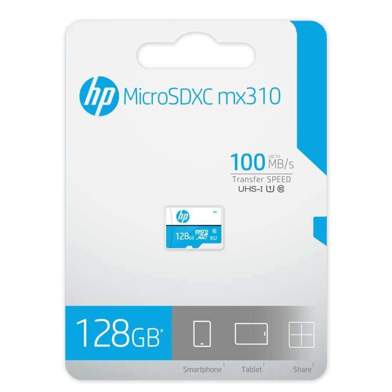 HP 128GB MicroSD Memory Card SDXC mx310 Class 10, UHS-I, U1 Card, Upto 100MB/s