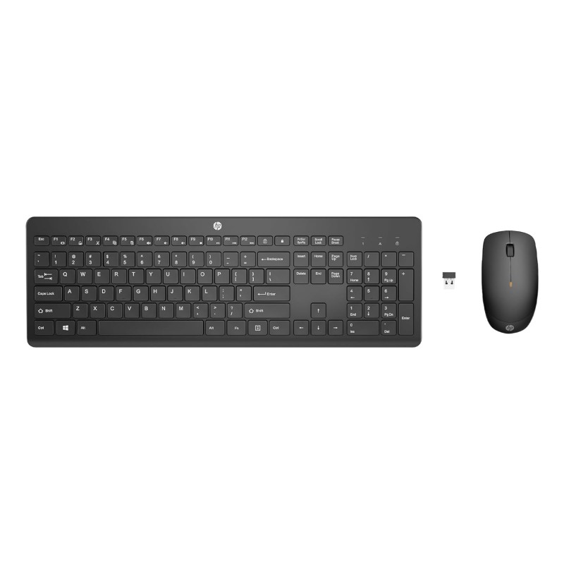 HP 230 Black Chicklet Wireless USB Keyboard and Mouse Set with 2.4GHz Wireless Connection dpi/Black (18H24AA)