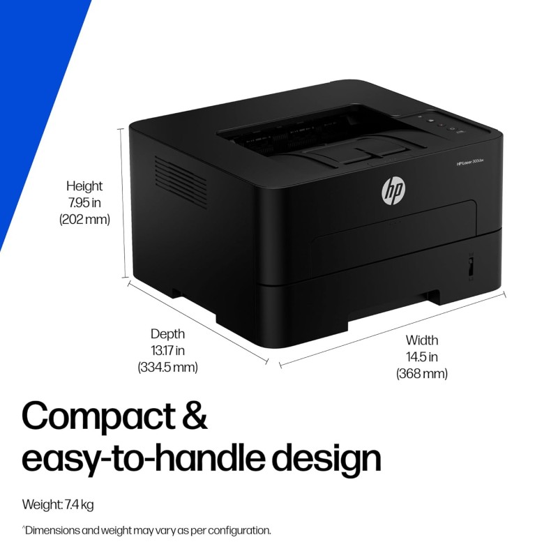 HP 303dw Auto Duplex WiFi Laser Printer (New Launch), 30 PPM, 256 MB Memory, Black