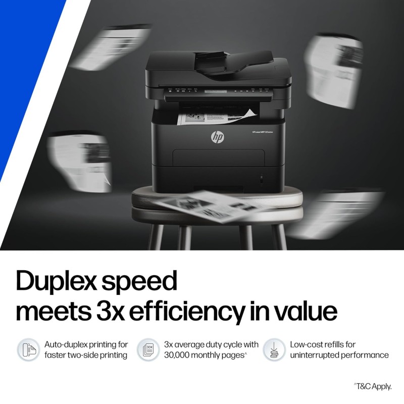 HP 323sdnw Auto Duplex WiFi Laser Printer (New Launch) with ADF, Print Scan Copy, LCD Display, 30 PPM, 256 MB Memory, Black