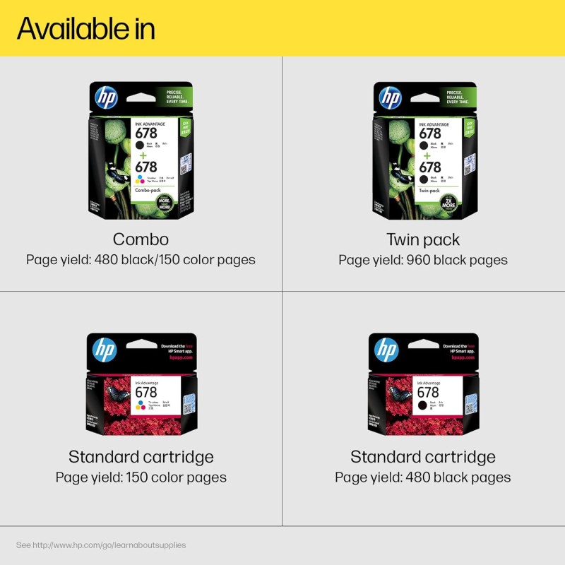 HP 678 2-pack Black/Tri-color Original Ink Advantage Cartridges