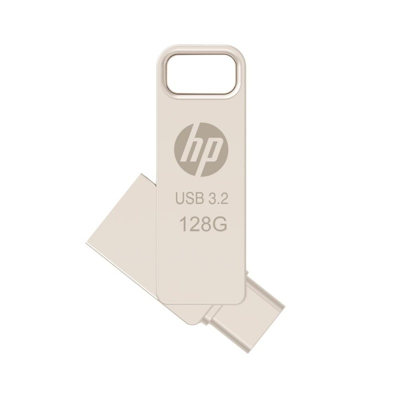 HP 886C 128GB OTG Flash Drive 3.2 Gold/Metallic Swivel Design/Durable Metal Material