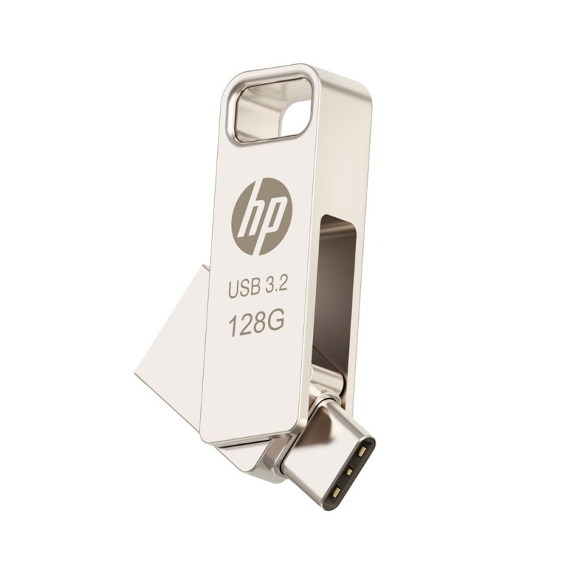 HP 886C 128GB OTG Flash Drive 3.2 Gold/Metallic Swivel Design/Durable Metal Material