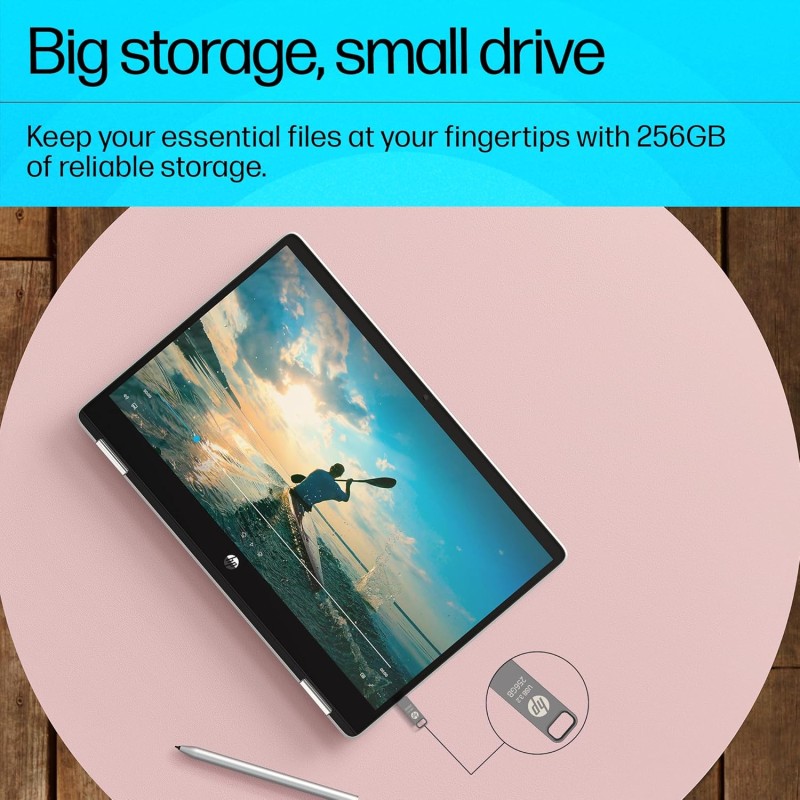 HP 886C 256GB OTG Flash Drive 3.2 Rock/Metallic Swivel Design/Durable Metal Material