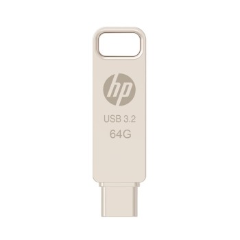 HP 886C 64GB OTG Flash Drive 3.2 Gold/Metallic Swivel Design/Durable Metal Material