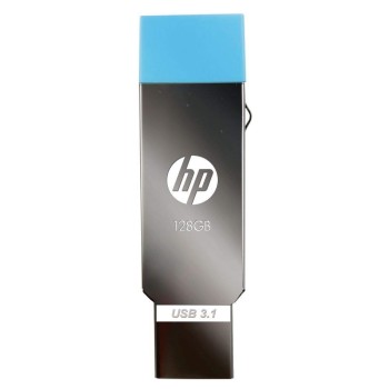 HP HPFD302M 128GB OTG USB Flash Drive (Silver and Sky Blue)