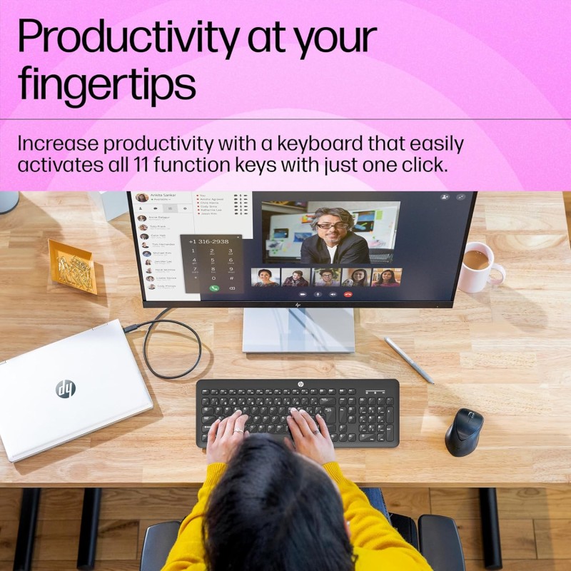 HP K260 Wireless Keyboard/Quick/Comfy/Accurate/Plug and Play/LED Indicators