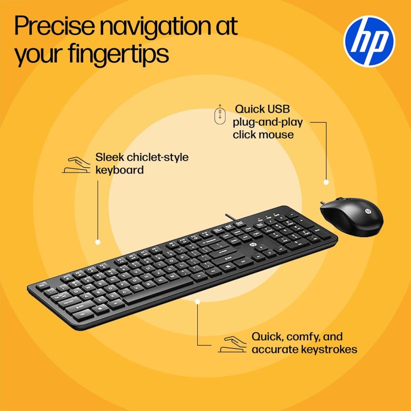 HP KM190 Wired Mouse and Keyboard Combo (AB3D3AA)
