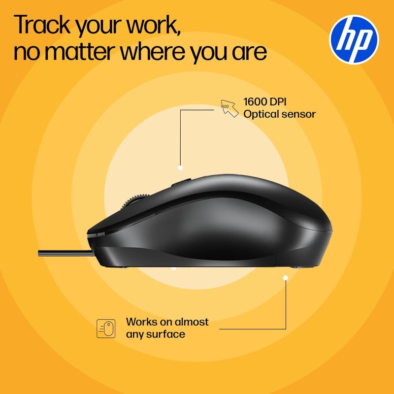 HP KM190 Wired Mouse and Keyboard Combo (AB3D3AA)