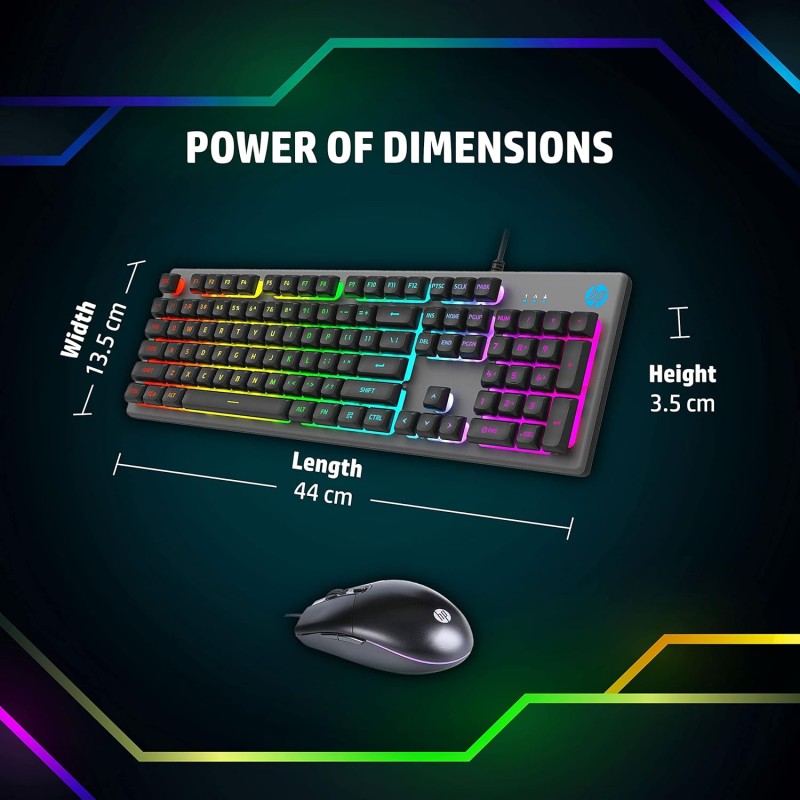 HP KM300F Wired USB Gaming Keyboard and Mouse Set, Membrane Backlit, 26 Keys Anti-Ghosting, 3 LED Indicators & 3D 6K USB Mouse Black