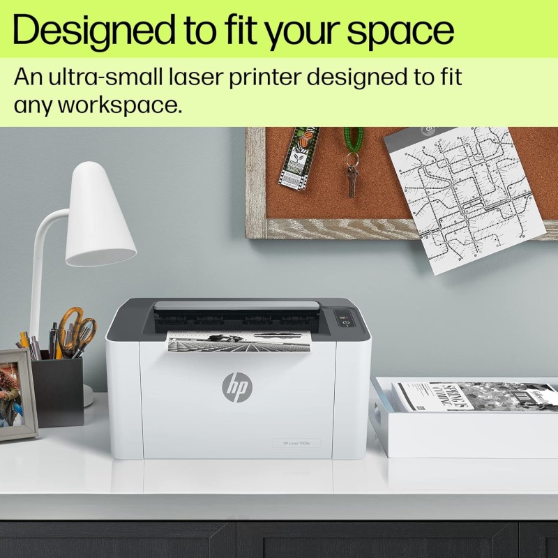 HP Laser 1008a Printer, Single Function, Print, Hi-Speed USB 2.0, Up to 21 ppm, 150-sheet Input Tray Black and White, 714Z8A