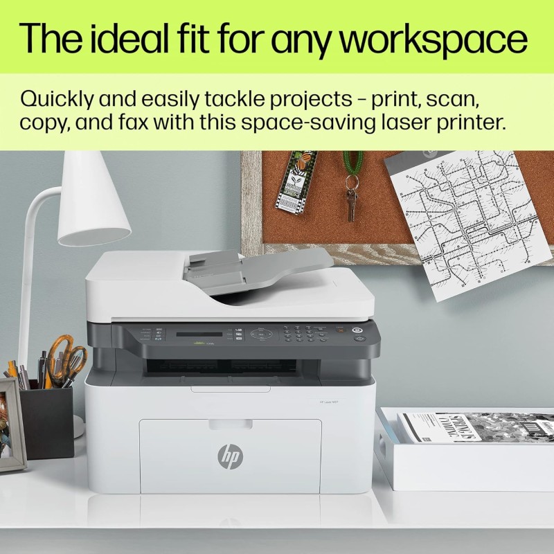 HP Laser MFP 1188fnw, Wireless, Print, Copy, Scan, Fax, 40-Sheet ADF, Hi-Speed USB 2.0, Ethernet, Up to 21 ppm, 150-sheet Input Black and White