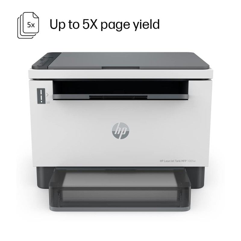 HP LaserJet Tank MFP 1005w, Wireless, Print, Copy, Scan, Hi-Speed USB 2.0, Bluetooth LE, Up to 22 ppm, 150-sheet Input Tray