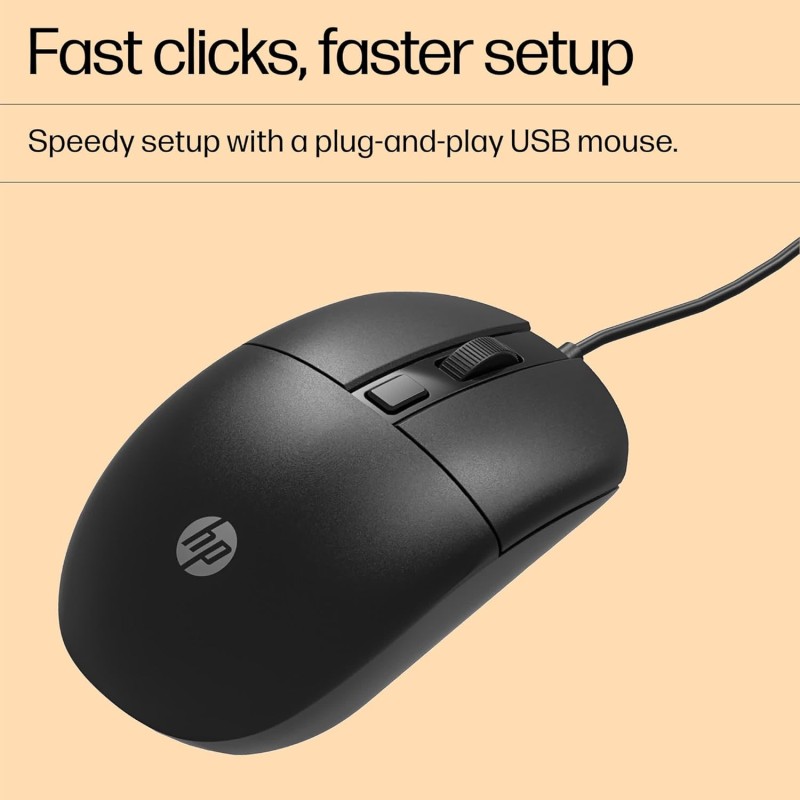 HP M070 Ergonomic Wired Mouse/ 1.5M USB Cable/Optical Engine/Accurate Positioning/ 1600 DPI with Adjustable