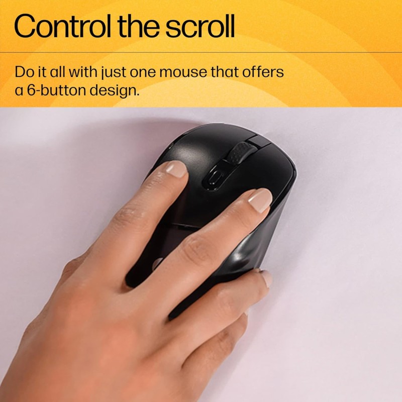 HP M120 Wireless Mouse, USB-A Nano dongle, 2.4 GHz Wireless Connection, 6 Buttons, Up to 1600 dpi, Optical Sensor Black