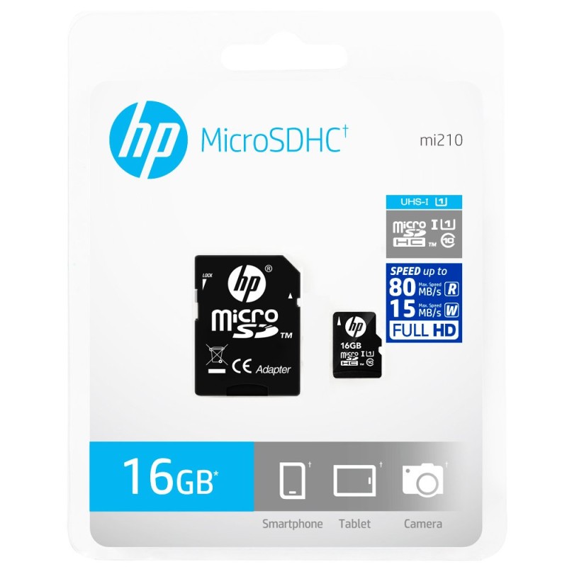 HP MSDCWAU1 16GB MicroSD Memory Card with Adapter U1 (Black)